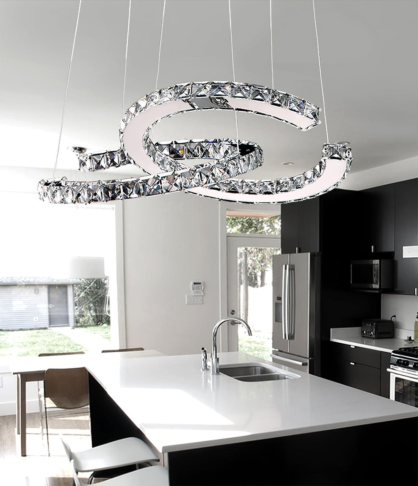 Modern Crystal Double C Chandelier Chandelier