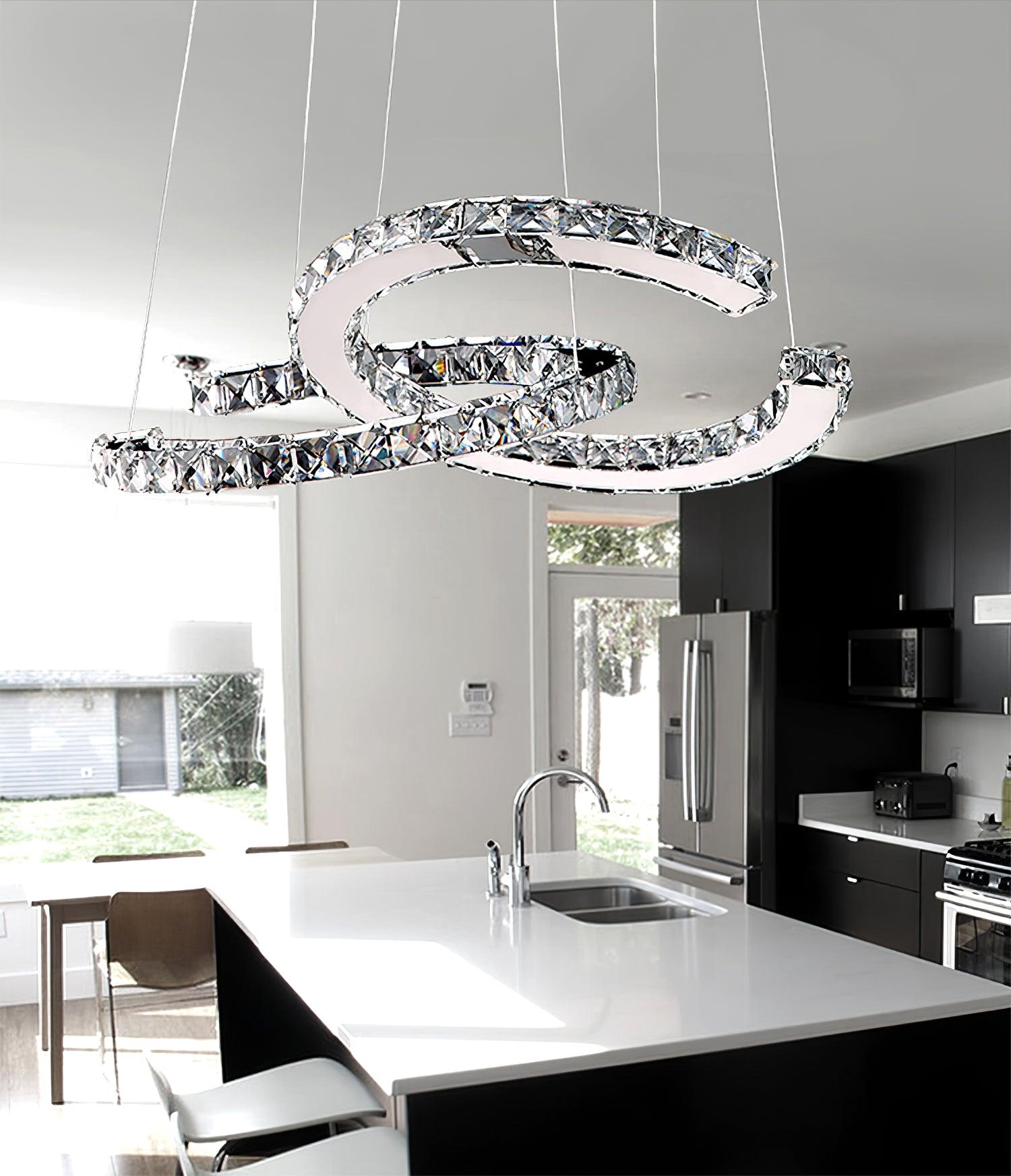 Modern Crystal Double C Chandelier Chandelier