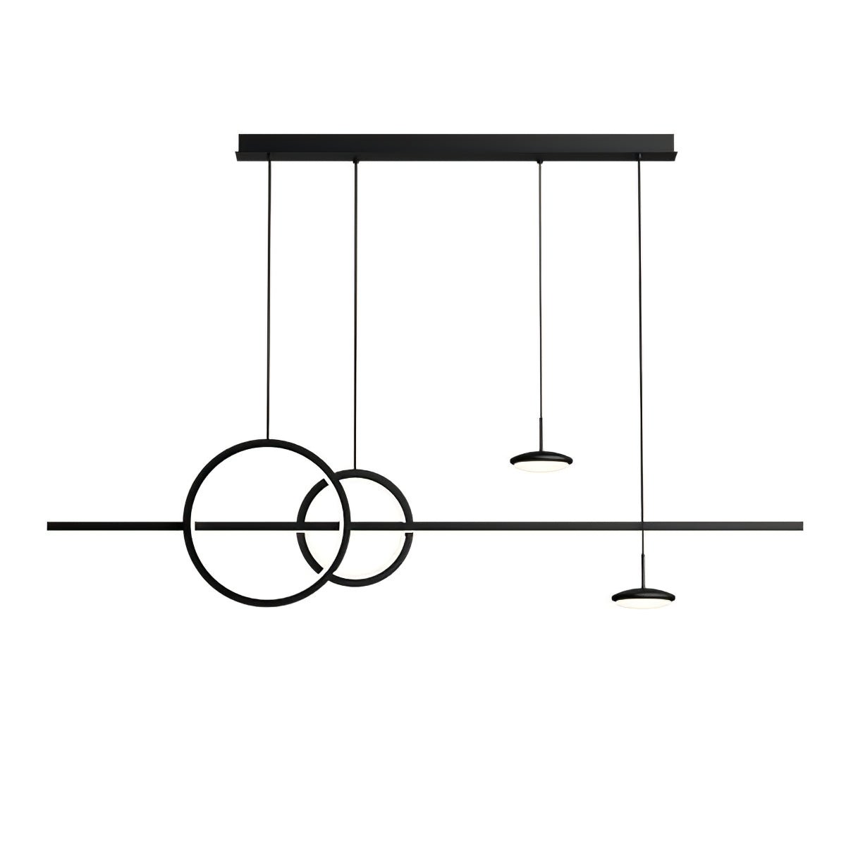 Modern Geometric Shape Chandelier L 55.1″ x H 11.1″ / Black / Warm Light 1001 Chandelier