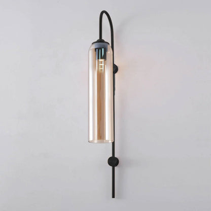 Modern Glass Wall Lamp W 7.5″ x H 31.5″ / W 19cm x H 80cm / Black / Amber 1001 Wall lamp