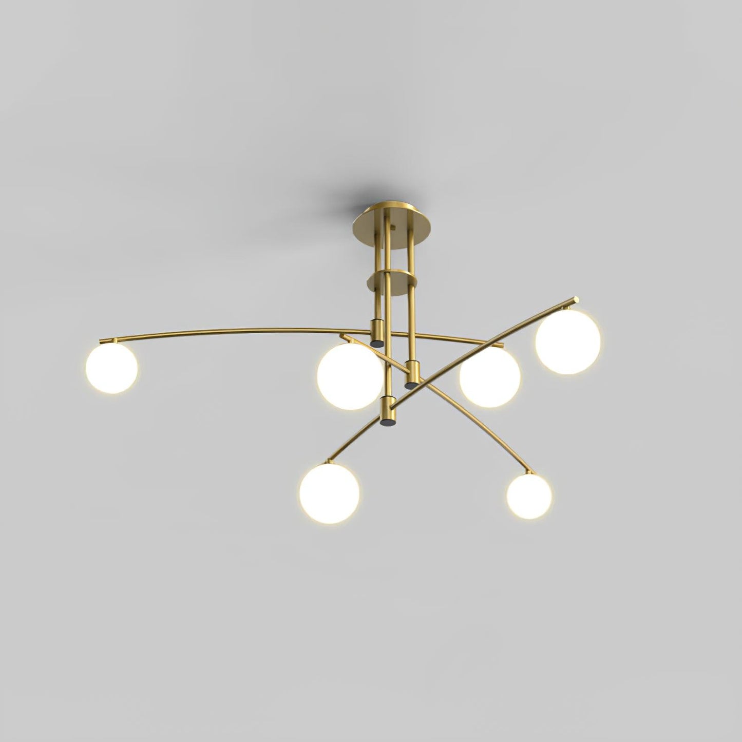 Modern Long Arm Chandelier 6 heads ? 39.3″ x H 21.1″ / Dia 100cm x H 54cm / Gold Chandelier