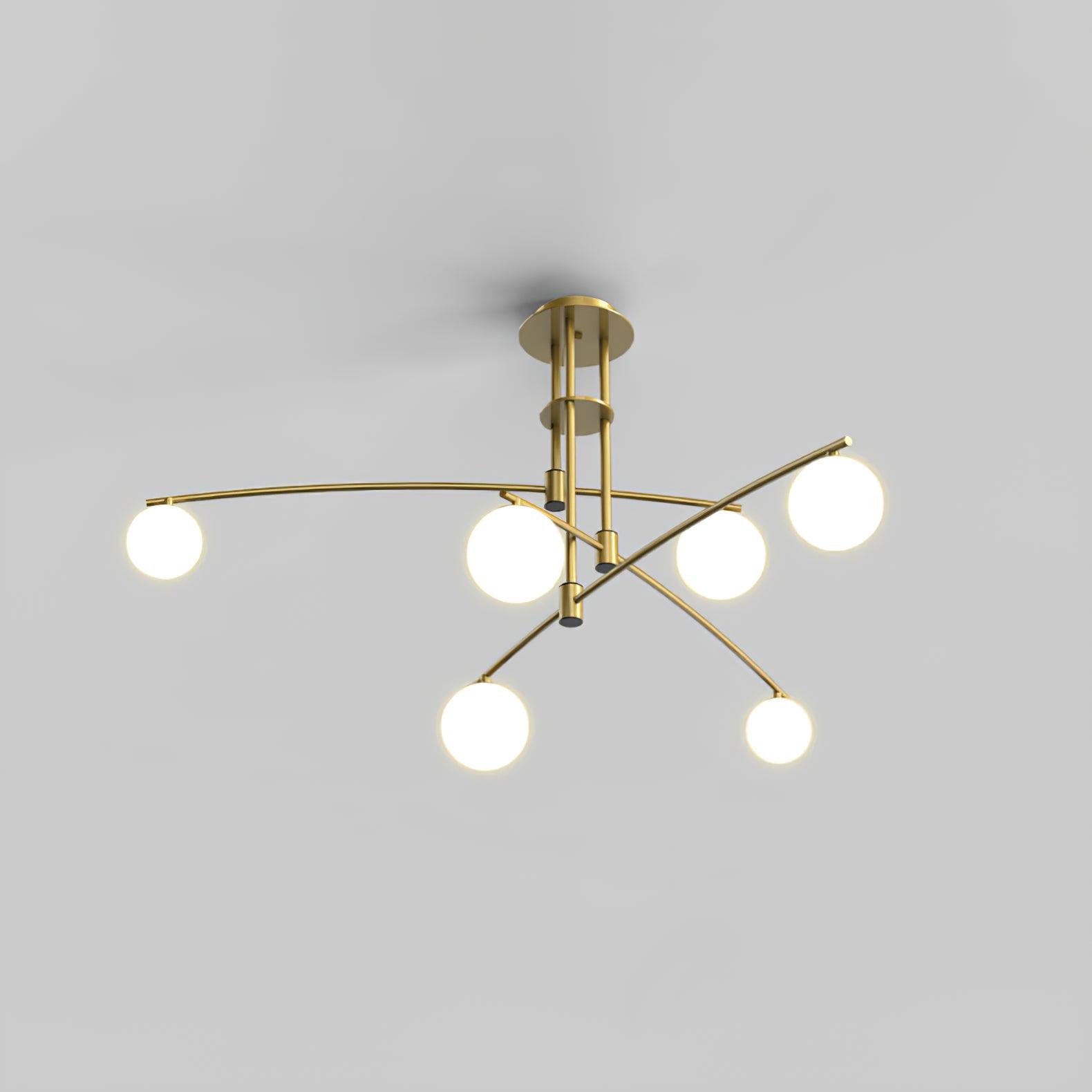 Modern Long Arm Chandelier 6 heads ? 39.3″ x H 21.1″ / Dia 100cm x H 54cm / Gold Chandelier