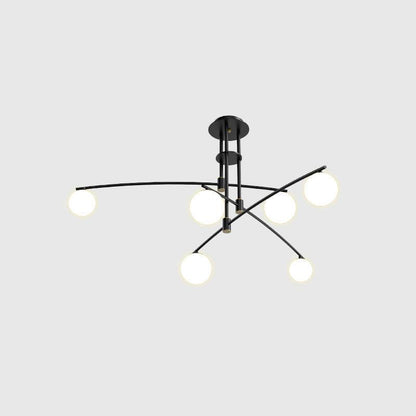 Modern Long Arm Chandelier 6 heads ? 39.3″ x H 21.1″ / Dia 100cm x H 54cm / Black Chandelier