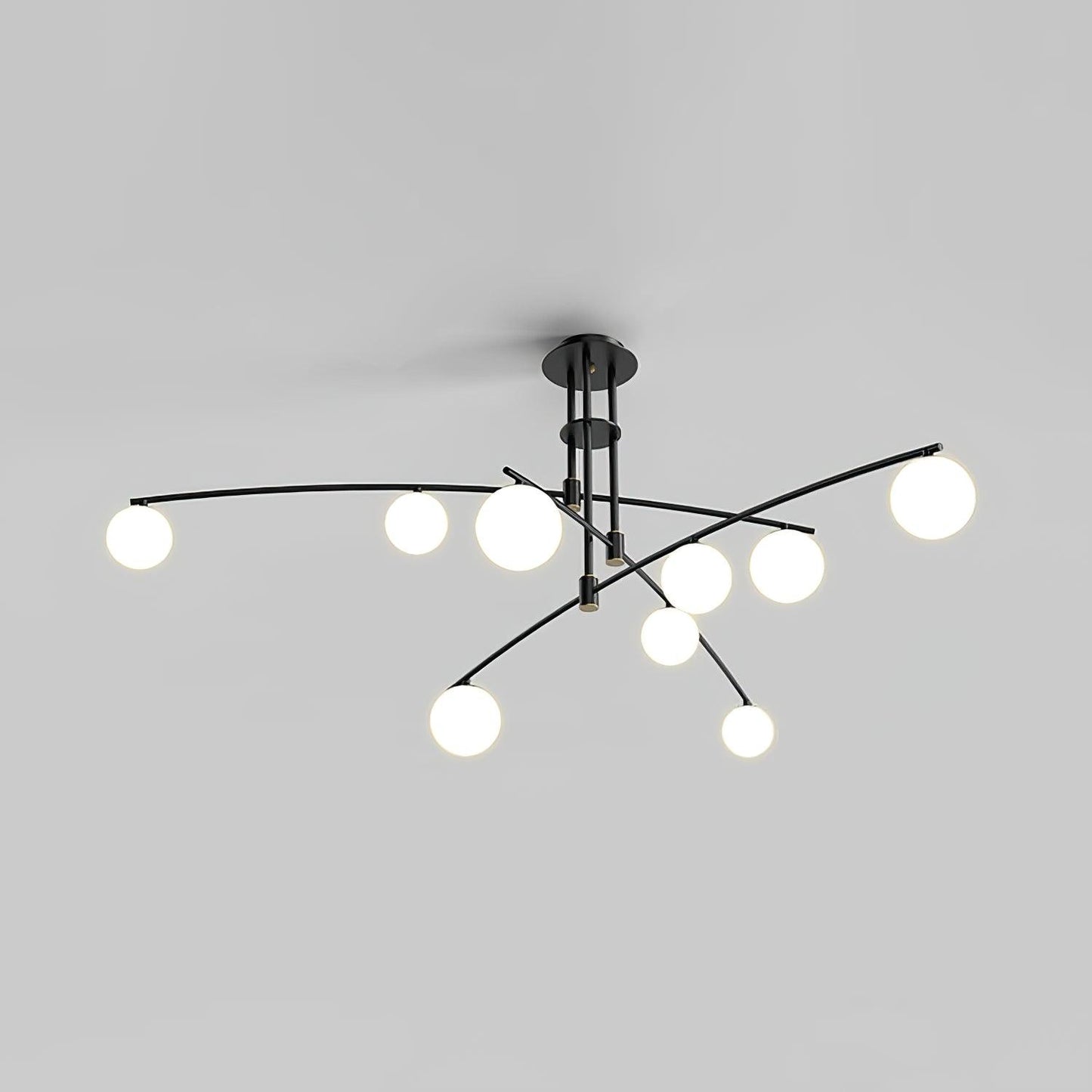 Modern Long Arm Chandelier 9 heads ? 57.1″ x H 17.7″ / Dia 145cm x H 45cm / Black Chandelier