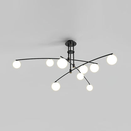 Modern Long Arm Chandelier 9 heads ? 57.1″ x H 17.7″ / Dia 145cm x H 45cm / Black Chandelier