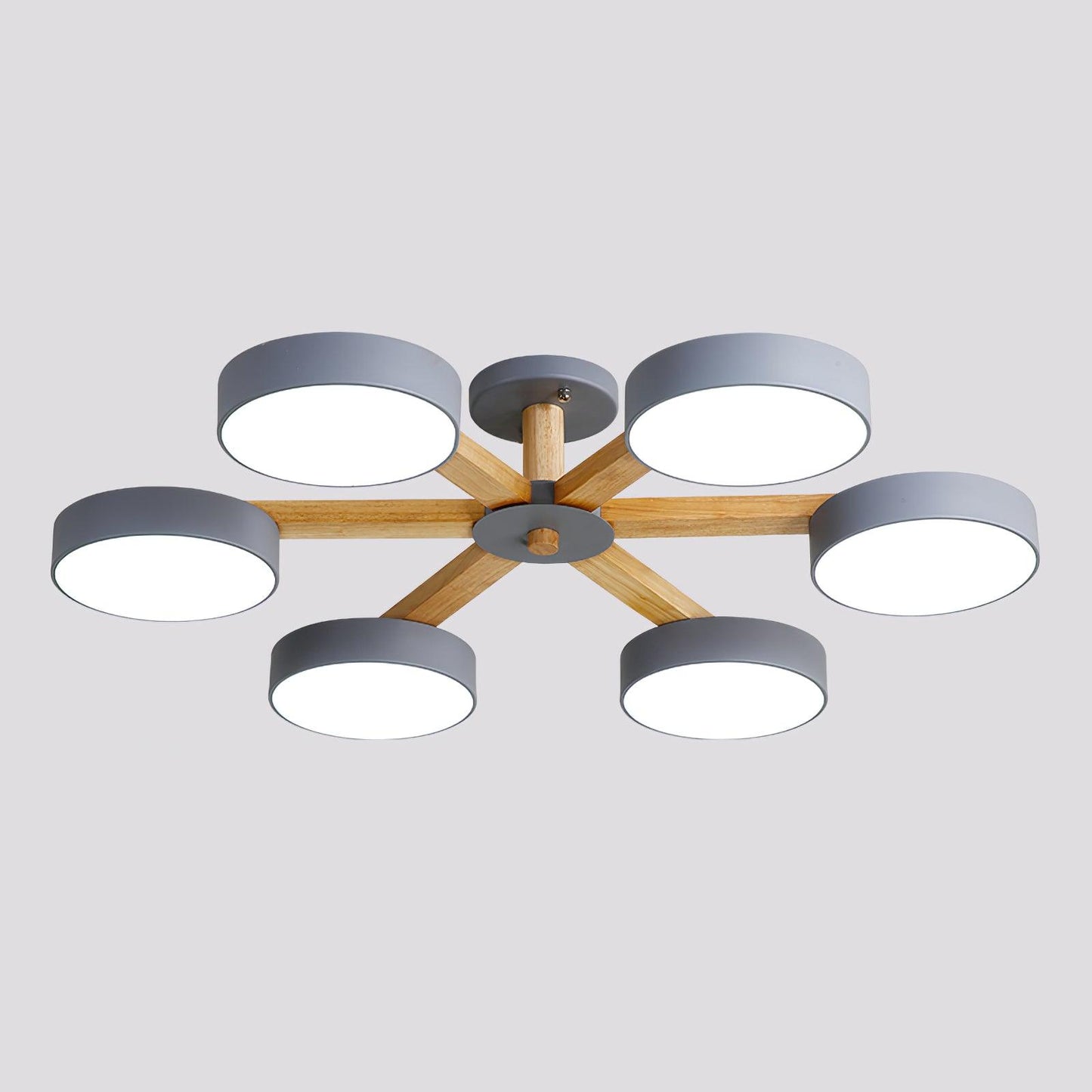 Modern Multi Stem Chandelier 6 heads ? 37.8″ x H 8.7″ / Dia 96cm x H 22cm / Grey / Warm Light Chandelier