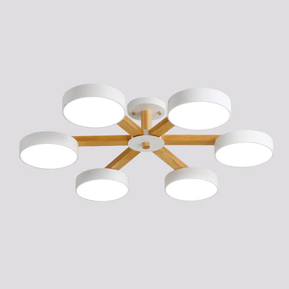 Modern Multi Stem Chandelier 6 heads ? 37.8″ x H 8.7″ / Dia 96cm x H 22cm / White / Warm Light Chandelier