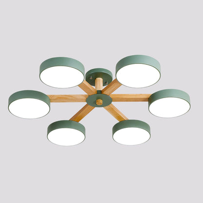 Modern Multi Stem Chandelier 6 heads ? 37.8″ x H 8.7″ / Dia 96cm x H 22cm / Green / Warm Light Chandelier
