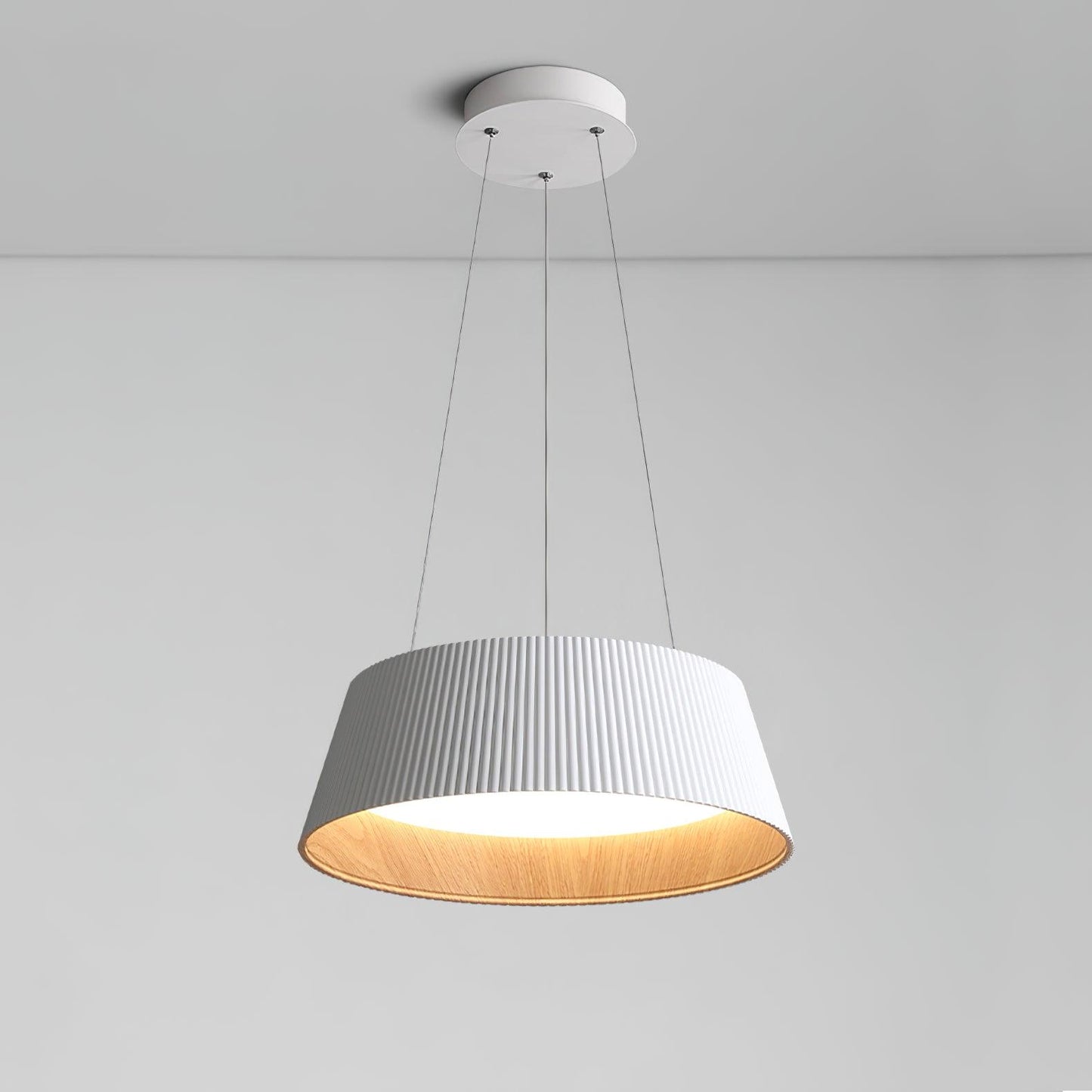 Modern Ribbed Pendant Light ? 18.1″ x H 5.9″ / Dia 46cm x H 15cm / White / Warm Light Pendant light
