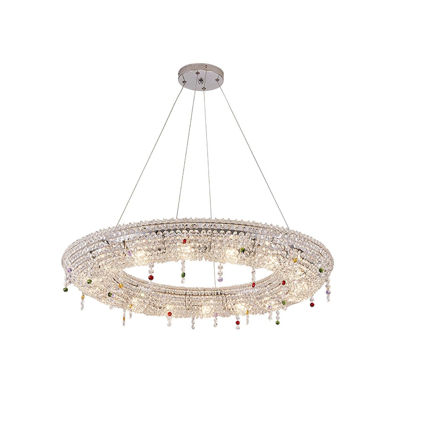Modern Round Crystal Chandelier ? 23.6″ x H 3.9″ / Dia 60cm x H 10cm / Chrome & Clear crystal Chandelier