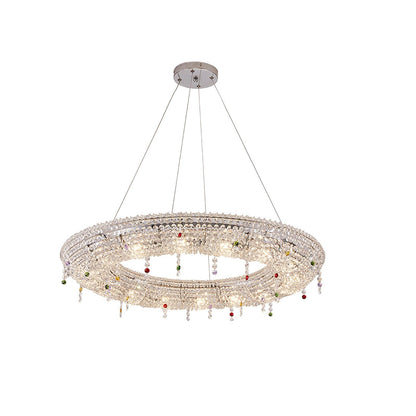 Modern Round Crystal Chandelier ? 23.6″ x H 3.9″ / Dia 60cm x H 10cm / Chrome & Clear crystal Chandelier