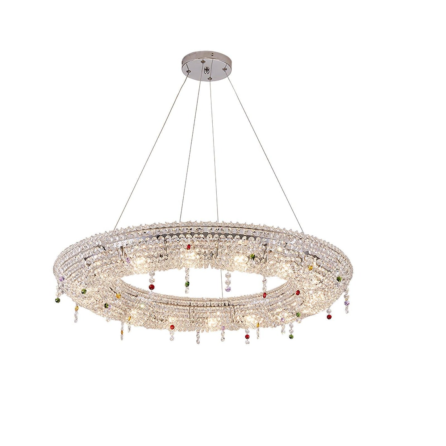 Modern Round Crystal Chandelier ? 31.5″ x H 3.9″ / Dia 80cm x H 10cm / Chrome & Clear crystal Chandelier