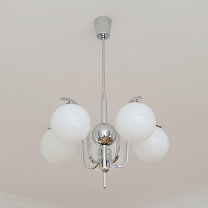 Modo Deco Chandelier 5 heads Dia 26.7″ x H 15.7″/ Dia 68cm x H 40cm / Chrome & White Chandelier