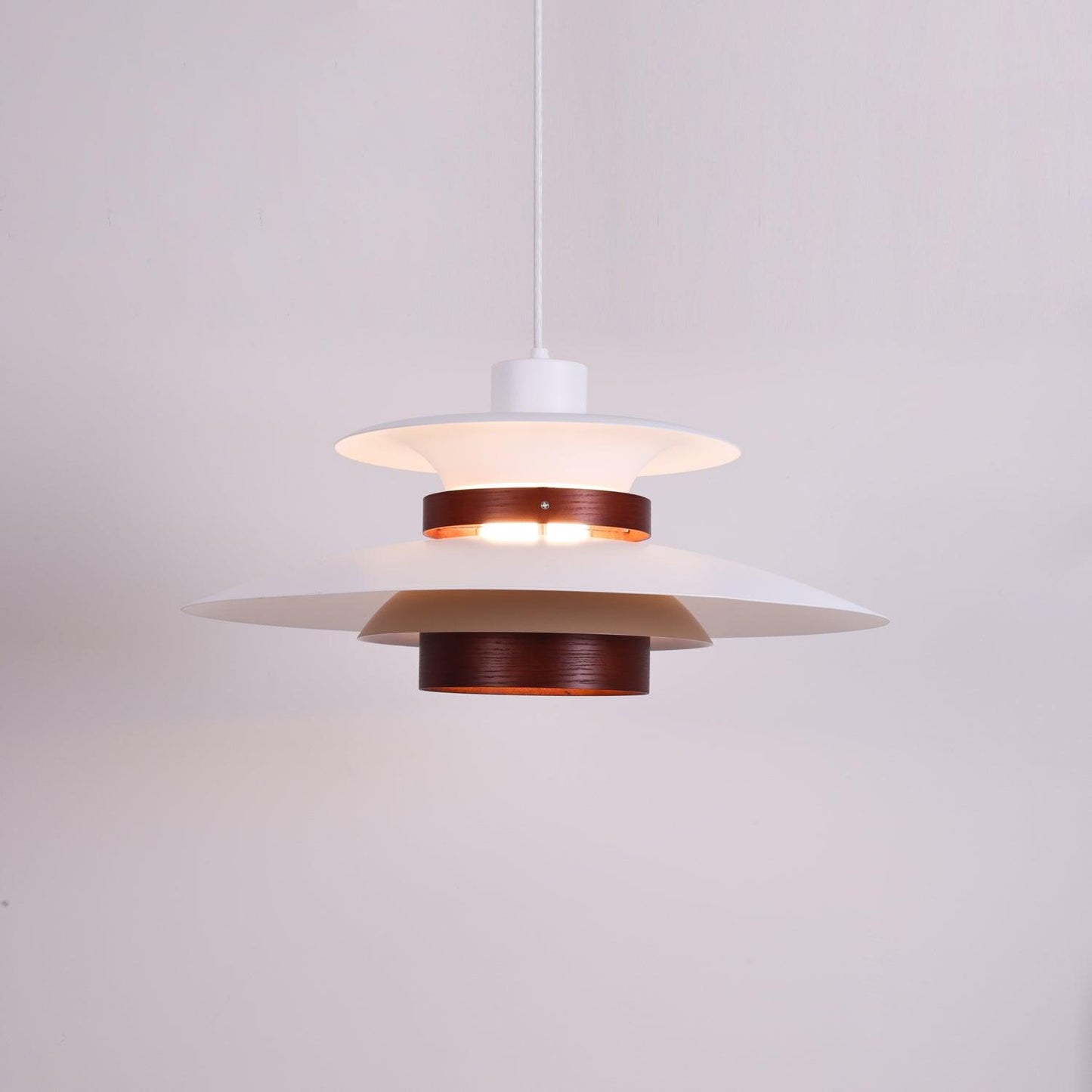 Modulo Layered Pendant Light Dia 13.8″ x H 8.3″ / Dia 35cm x H 21cm / White & Dark oak color Pendant light
