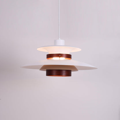 Modulo Layered Pendant Light Dia 13.8″ x H 8.3″ / Dia 35cm x H 21cm / White & Dark oak color Pendant light