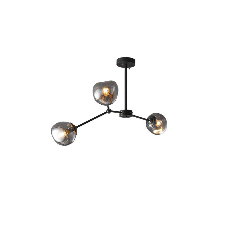 Molecular Glass Chandelier 3 lamps L 23.6″ x W 17.7″ x H 17.7″ / L 70cm x W 50cm x H 20cm / Black & Smoke gray