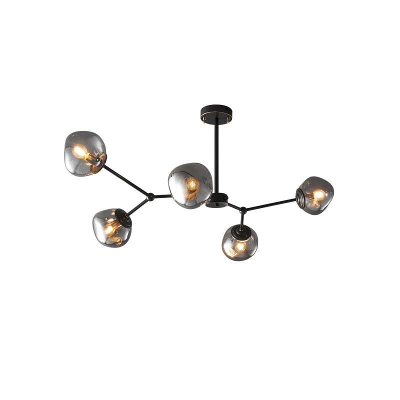 Molecular Glass Chandelier 6 lamps Size L 23.6″ x W 17.7″ x H 17.7″ / L 100cm x W 50cm x H 20cm / Black & Smoke gray