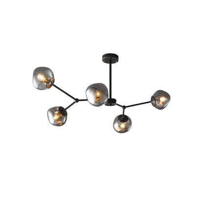 Molecular Glass Chandelier 6 lamps Size L 23.6″ x W 17.7″ x H 17.7″ / L 100cm x W 50cm x H 20cm / Black & Smoke gray