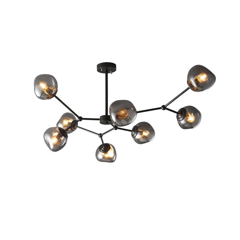 Molecular Glass Chandelier 8 lamps L 23.6″ x W 17.7″ x H 17.7″ / L 120cm x W 100cm x H 20cm / Black & Smoke gray