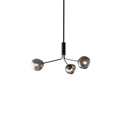 Molecular Glass Chandelier 3 lamps ? 23.6″ x H 17.7″ / Dia 70cm x H 28cm / Black & Smoke gray Chandelier