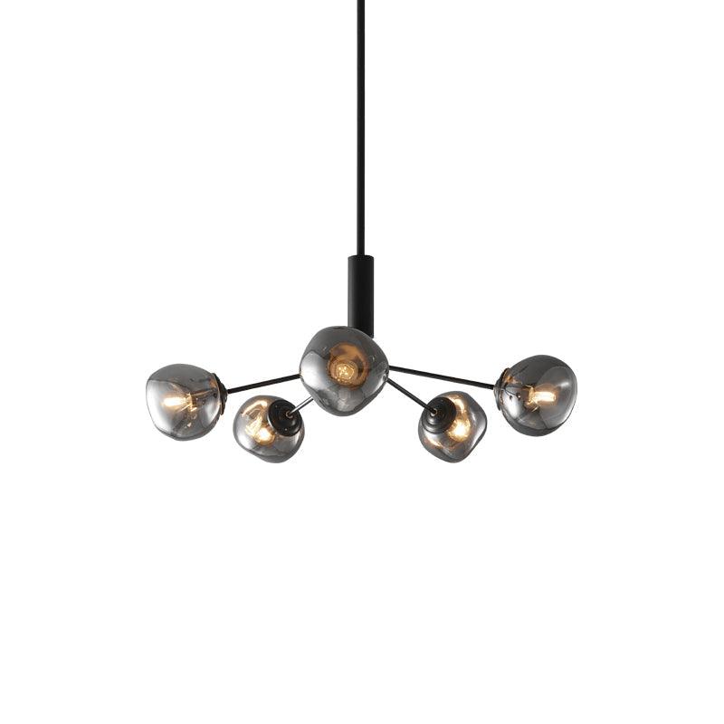 Molecular Glass Chandelier 6 lamps ? 23.6″ x H 17.7″ / Dia 70cm x H 28cm / Black & Smoke gray Chandelier