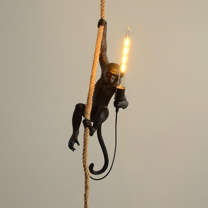 Monkey Pendant Lamp L 11.8″ x H 27.6″ / L 30cm x H 70cm / Black Pendant light