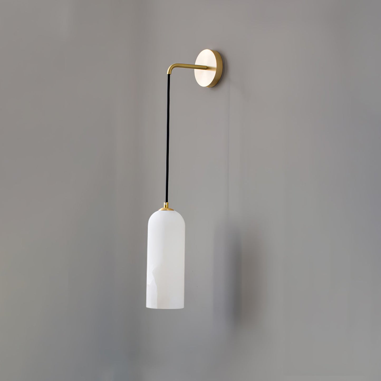 Monty Wall Lamp Model B ? 3.9″ x H 10.2″ / Dia 10cm x H 26cm / Brass & White / Single Wall lamp