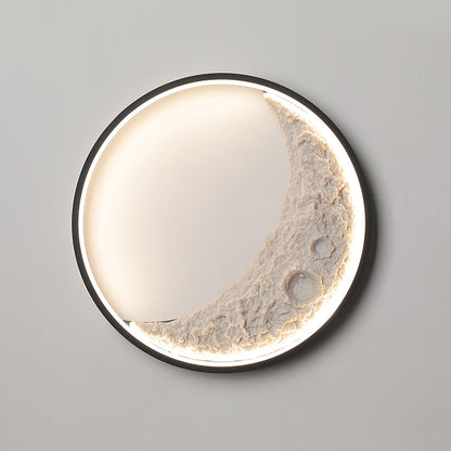 Moon Wall Lamp ? 15.7″ x H 15.7″ / Dia 40cm x H 40cm / Black + White / Warm Light Wall lamp