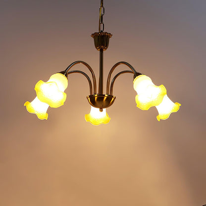 Morning Glory Chandelier 5 heads Dia 28.3″ x H 29.5″ / Dia 72cm x H 75cm / Yellow Chandelier