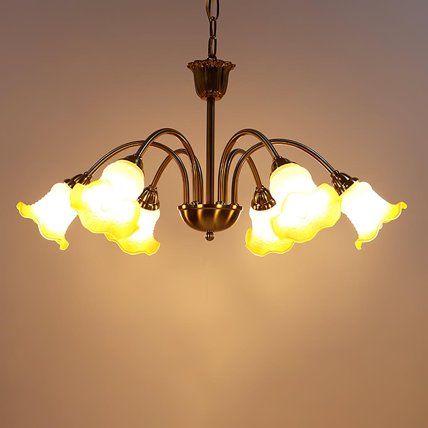 Morning Glory Chandelier 6 heads Dia 29.5″ x H 29.5″ / Dia 75cm x H 75cm / Yellow Chandelier