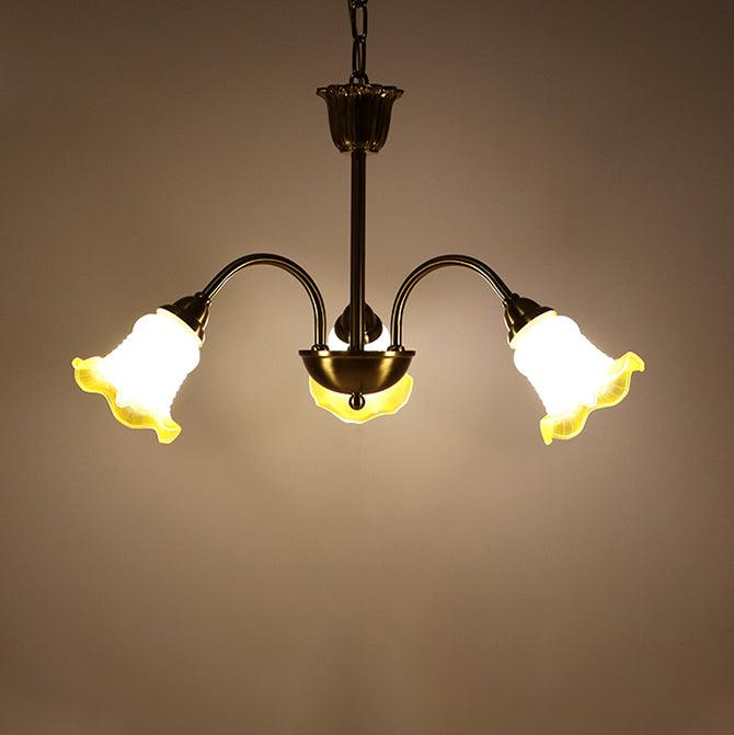 Morning Glory Chandelier 3 heads Dia 24.4″ x H 29.5″ / Dia 62cm x H 75cm / Yellow Chandelier