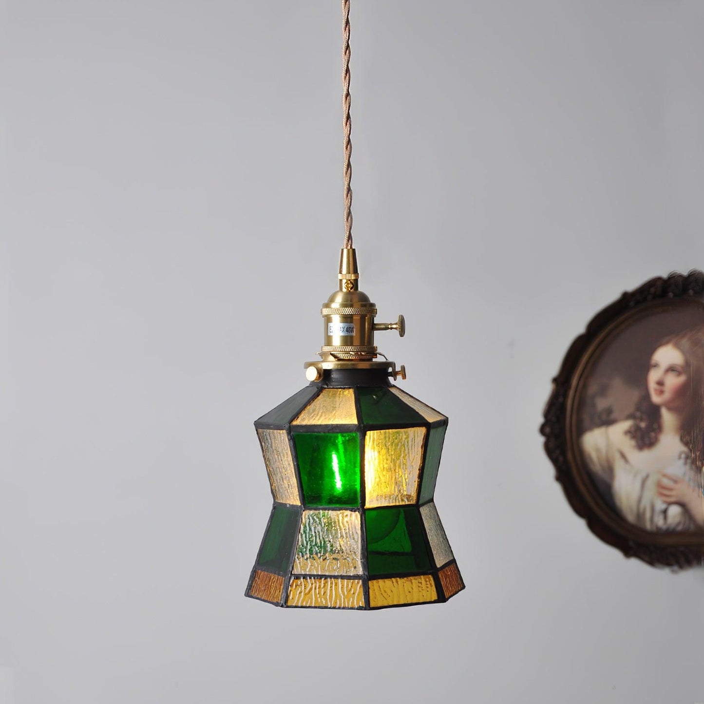 Mosaic Pendant Light Dia 5.9″ x H 6.3″ / Dia 15cm x H 16cm / Green + Opaque Pendant light