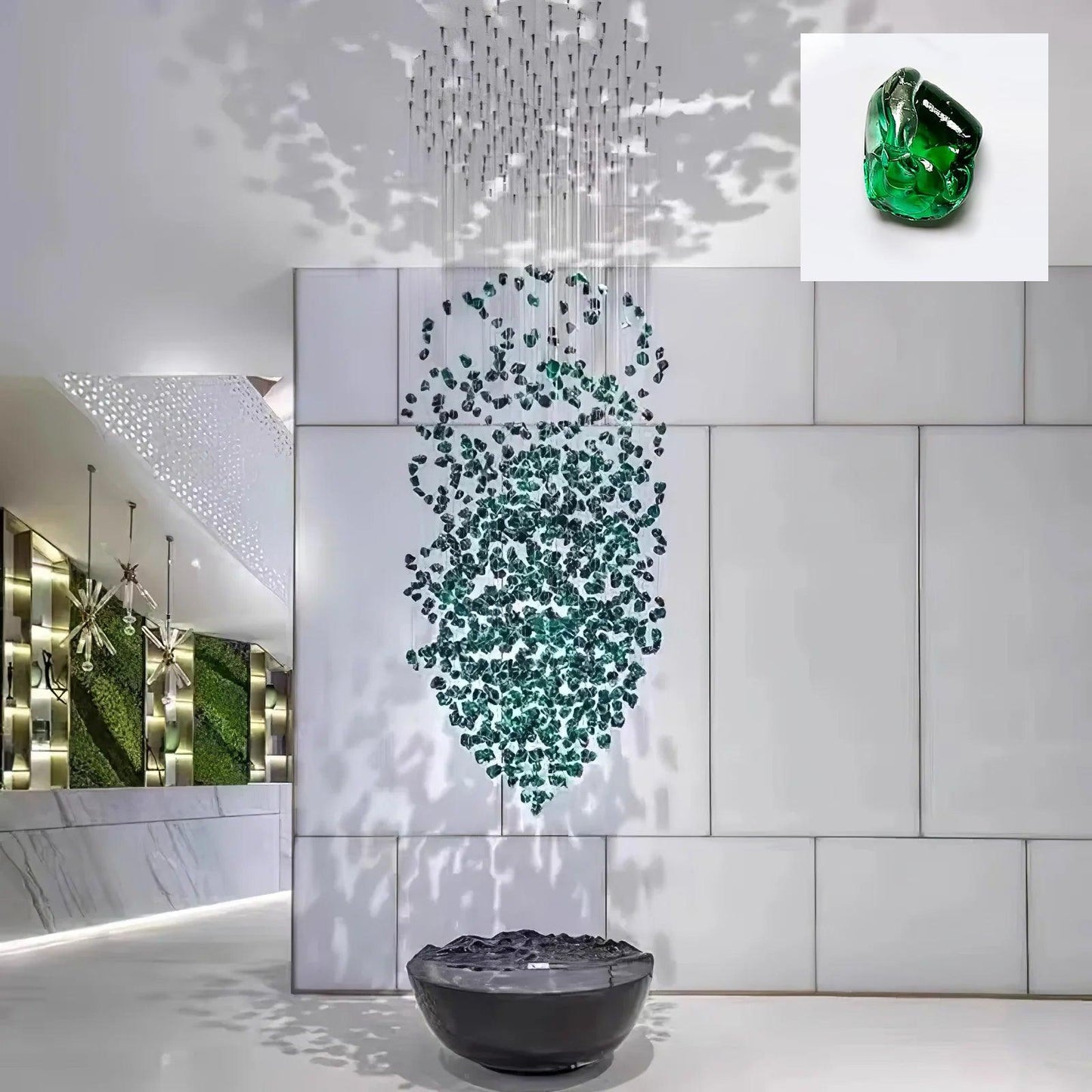 Multicolor Crystal Stone Chandelier Round Canopy Dia 39.4″ X H 98.4″ / Dia 100cm X H 250cm / 05-Green Chandelier