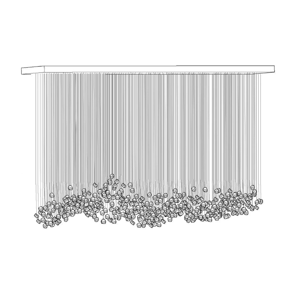 Multicolor Crystal Stone Chandelier Long canopy L 133.8″ x W 23.6″ x H 31.5″ / L 340cm x W 60cm x H 80cm / 01-Clear