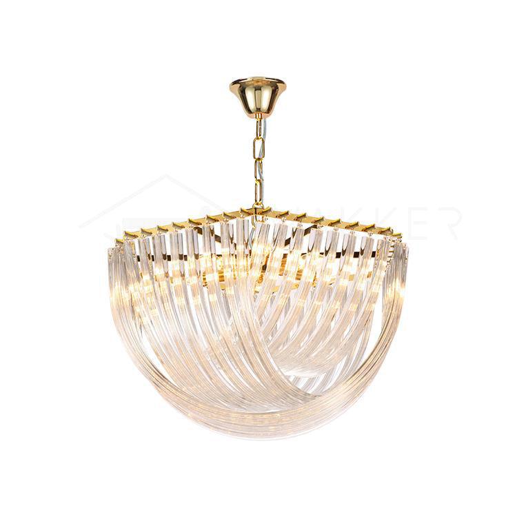 Trevi Murano Chandelier Dia 19.7″ x H 15.7″ / Dia 50cm x H 40cm / Gold & Clear Chandelier