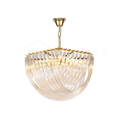 Trevi Murano Chandelier Dia 19.7″ x H 15.7″ / Dia 50cm x H 40cm / Gold & Clear Chandelier