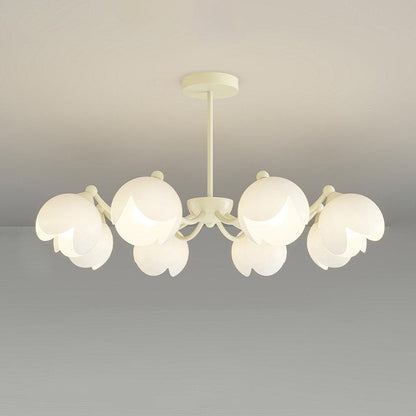 Murano Cream Chandelier 8 Heads: ? 35.4″ x H 7.9″ / Dia 90cm x H 20cm / White Chandelier