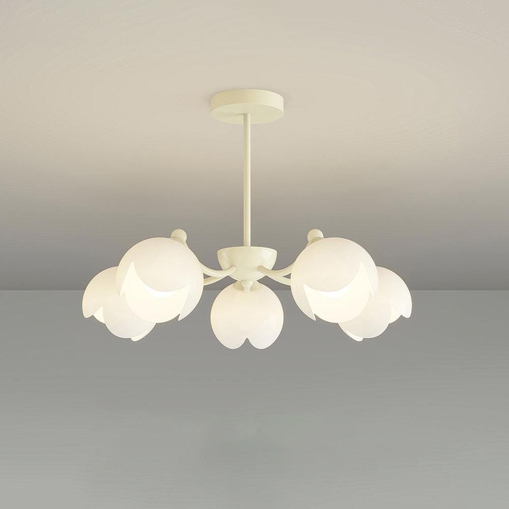 Murano Cream Chandelier 5 Heads: ? 27.6″ x H 7.9″ / Dia 70cm x H 20cm / White Chandelier