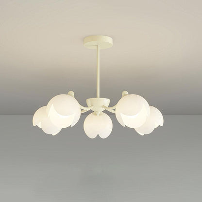Murano Cream Chandelier 5 Heads: ? 27.6″ x H 7.9″ / Dia 70cm x H 20cm / White Chandelier