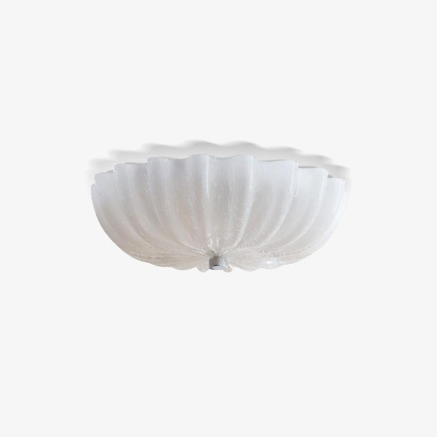 Murano Glass Flush Ceiling Light 3 Heads Dia 13.8″ x H 3.9″ / Dia 35cm x H 10cm / White Ceiling lamp