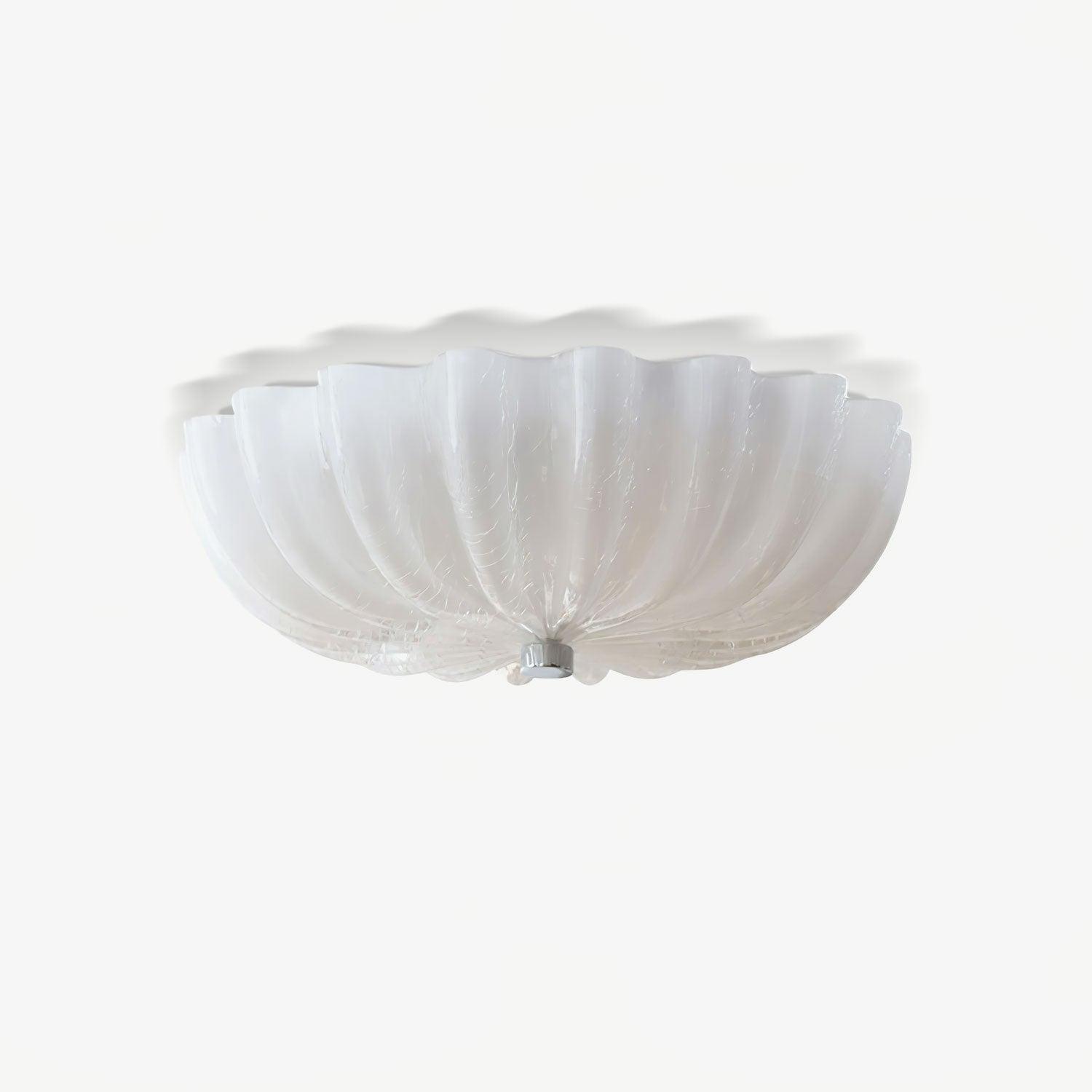 Murano Glass Flush Ceiling Light 3 Heads Dia 13.8″ x H 3.9″ / Dia 35cm x H 10cm / White Ceiling lamp