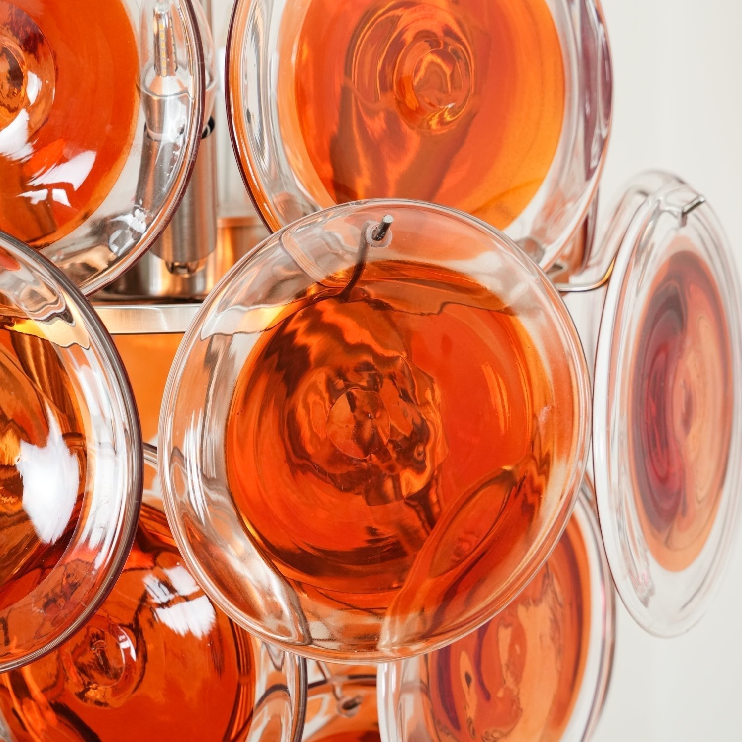 Murano Orange Disk Glass Chandelier Dia 19.7″ x H 21.3″ / Chrome & Orange Chandelier
