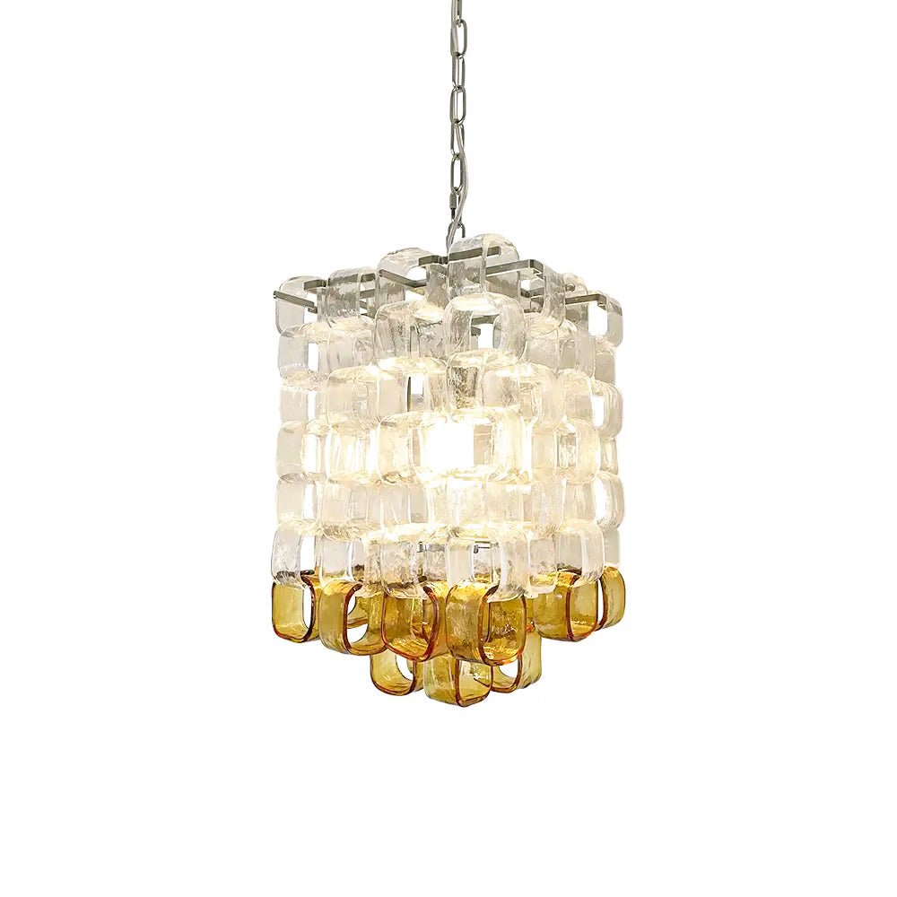 Murano Poliarte Interlocking Chandelier ? 12.6″ x H 16.1″ / Clear & Amber & Chrome Chandelier