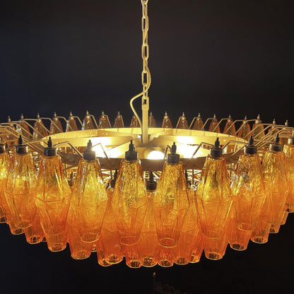 Murano Rhombus Amber Glass Chandelier Dia 35.4″ x H 17.7″ / Amber & Gold Chandelier