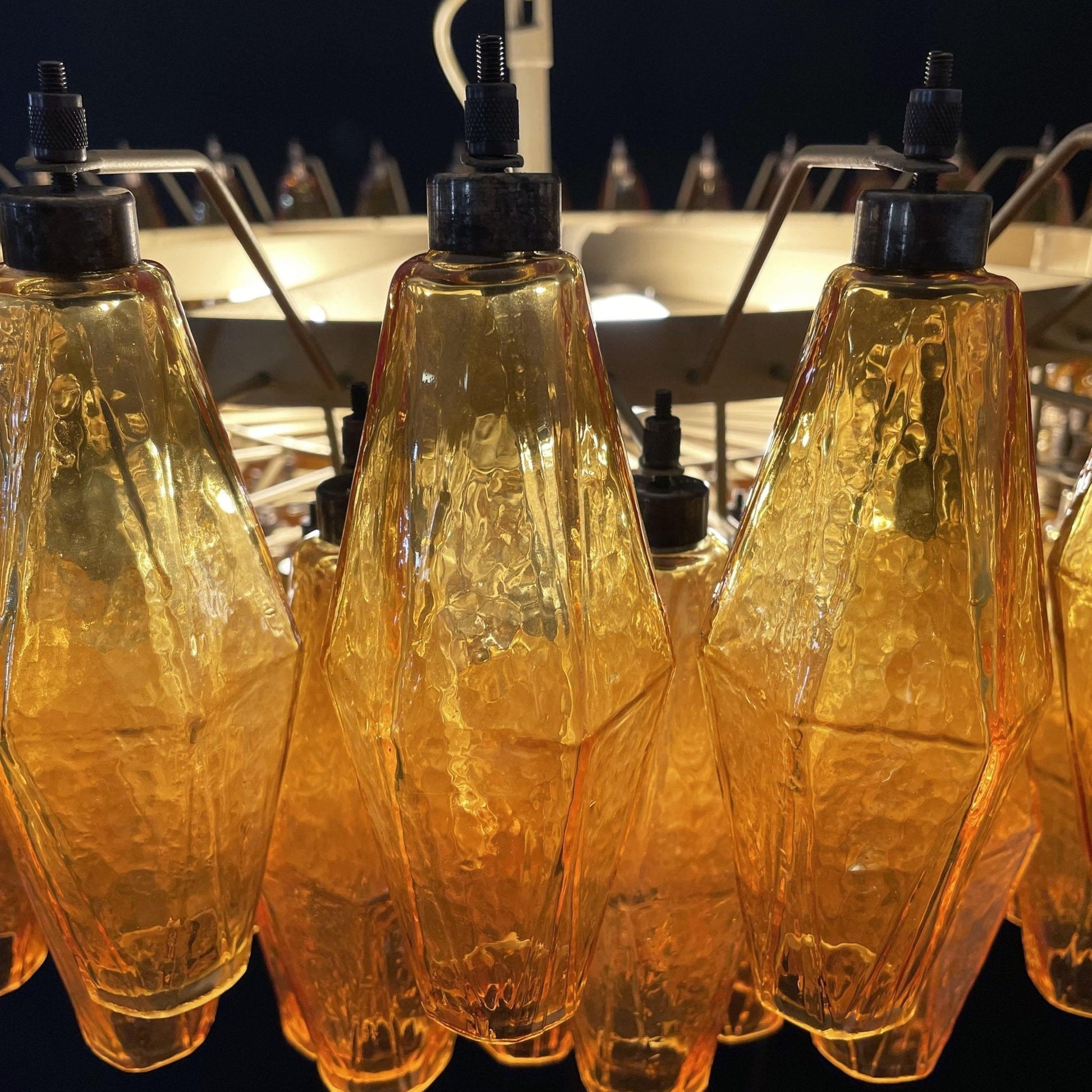 Murano Rhombus Amber Glass Chandelier Dia 35.4″ x H 17.7″ / Amber & Gold Chandelier