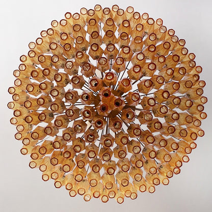Murano Rhombus Amber Glass Chandelier Dia 35.4″ x H 17.7″ / Amber & Gold Chandelier