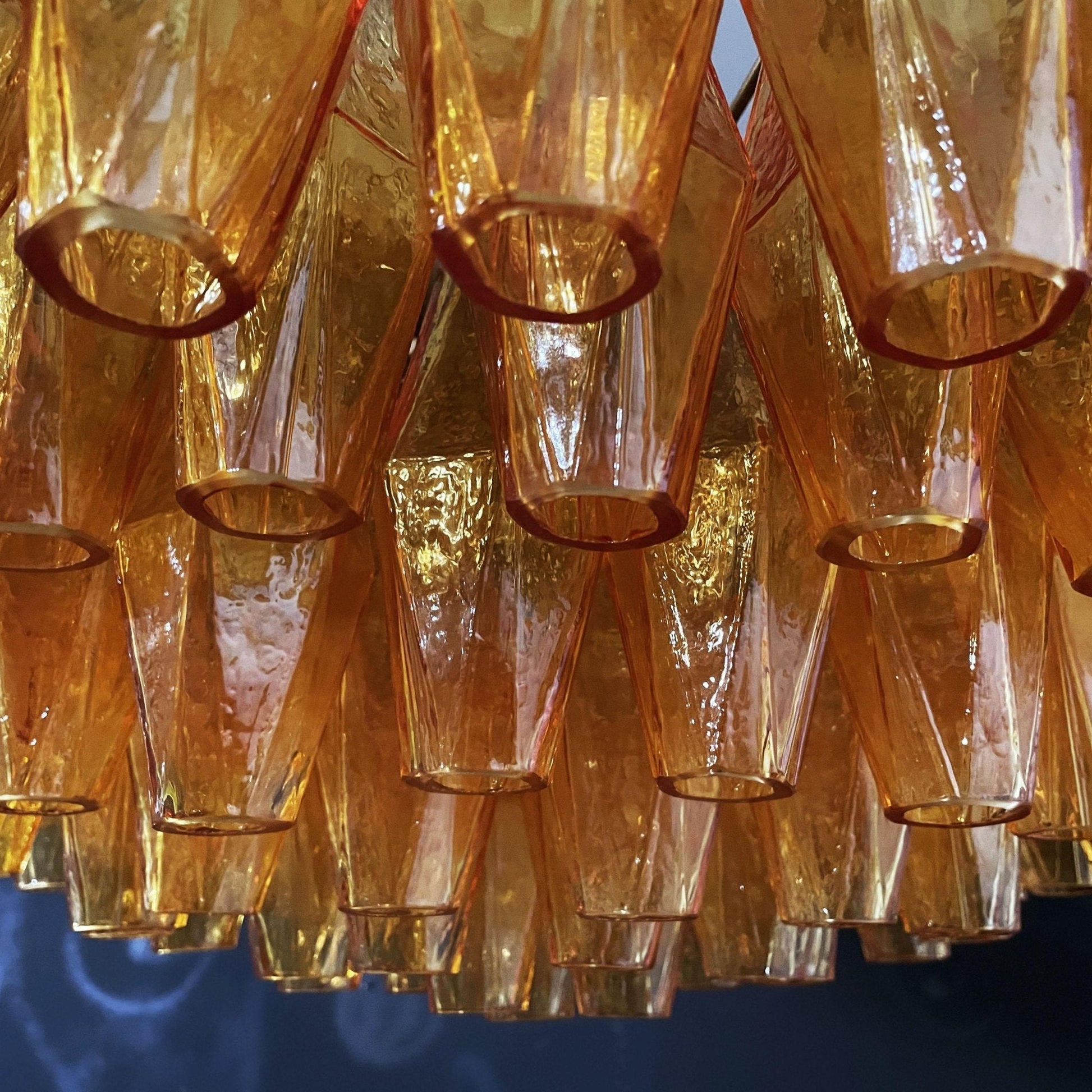 Murano Rhombus Amber Glass Chandelier Dia 35.4″ x H 17.7″ / Amber & Gold Chandelier