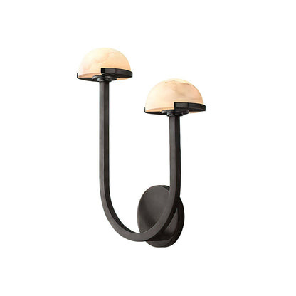Mushroom Alabaster Wall Lamp Left: Dia 12.2″ x H 14.9″ / Black / Warm Light Wall lamp