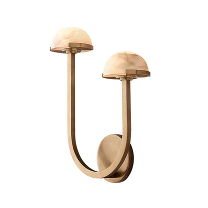 Mushroom Alabaster Wall Lamp Left: Dia 12.2″ x H 14.9″ / Brass / Warm Light Wall lamp