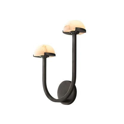Mushroom Alabaster Wall Lamp Right: Dia 12.2″ x H 14.9″ / Black / Warm Light Wall lamp